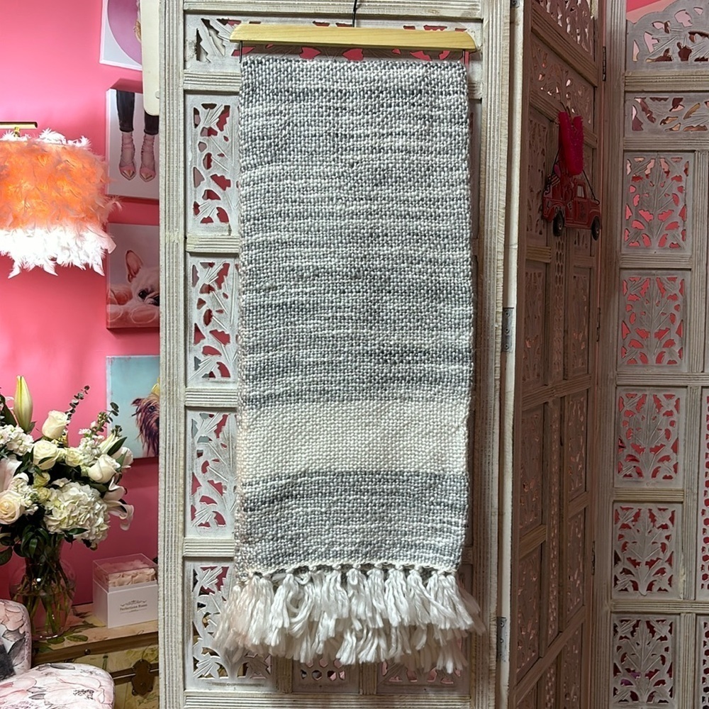 NEW BCBGMaxAzaria Woven Acrlyic Throw with Metallic Yarns 50” X 60”
